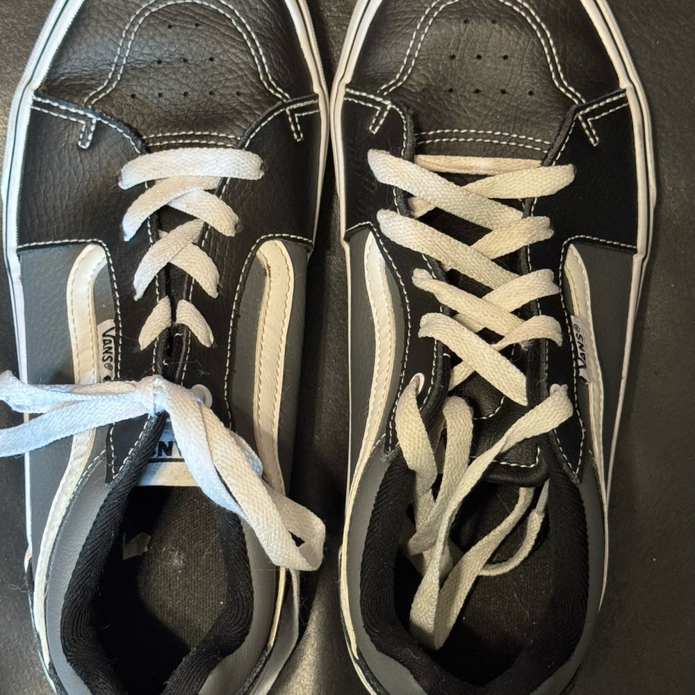 Vans Filmore Lace up Low Cut Design Leather Sneaker 2 Tone Grey/Black big kids 6